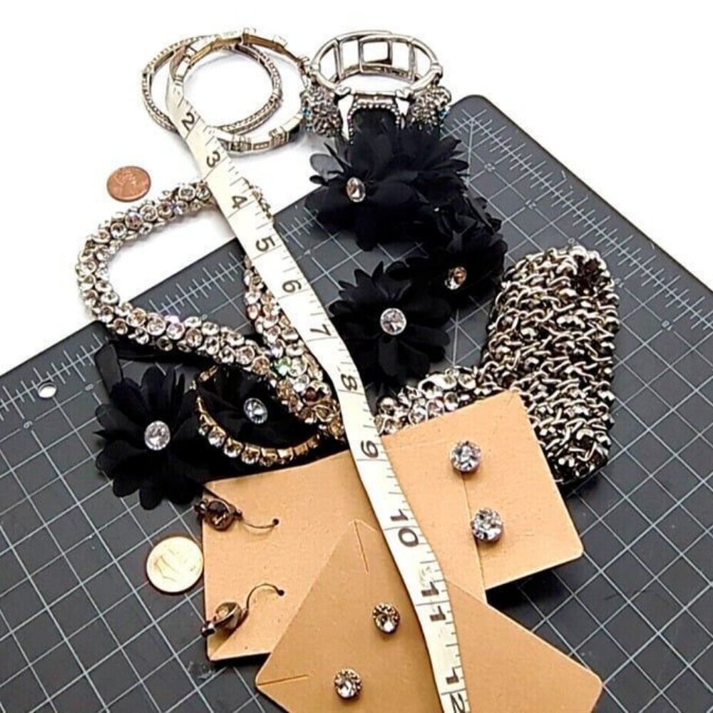 BLING Lot Bundle of 10 - Costume Jewelry RHINESTONE Mixed for Crafting Wearing
